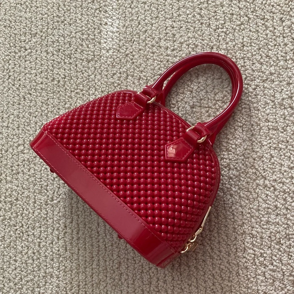 Girls’ Plastic Red Mini Bag Handbag Toy with Top Handle EUC